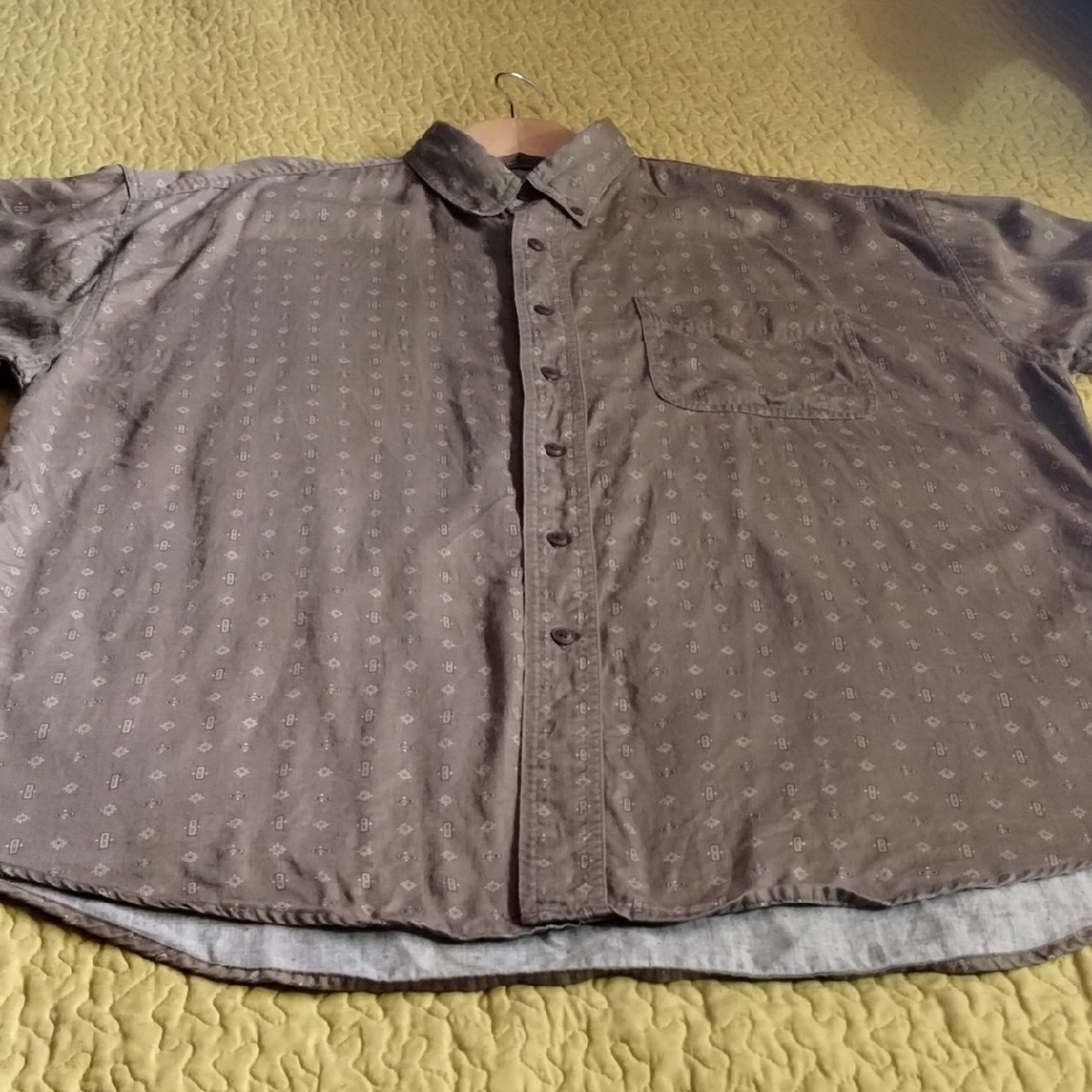 Chaps Men's Brown Patterned Button Down Shirt